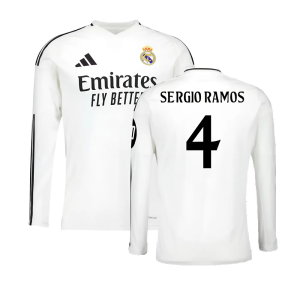 2024-2025 Real Madrid Long Sleeve Home Shirt (Sergio Ramos 4)