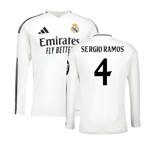 2024-2025 Real Madrid Long Sleeve Home Shirt (Sergio Ramos 4)