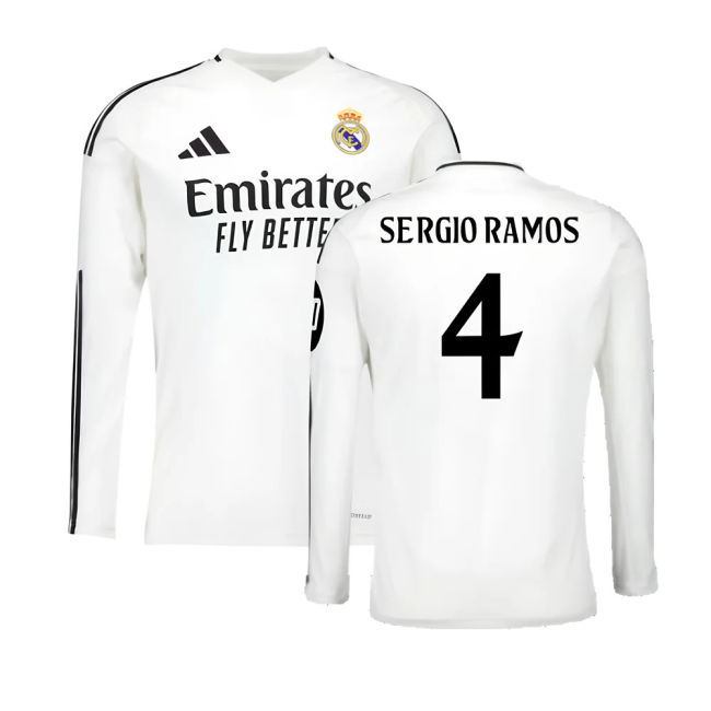 2024-2025 Real Madrid Long Sleeve Home Shirt (Sergio Ramos 4)