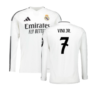 2024-2025 Real Madrid Long Sleeve Home Shirt (Vini Jr. 7)