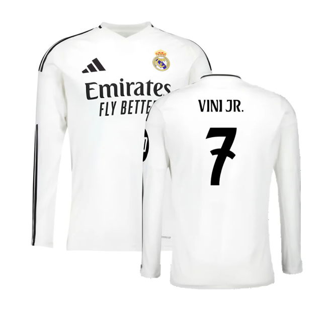 2024-2025 Real Madrid Long Sleeve Home Shirt (Vini Jr. 7)
