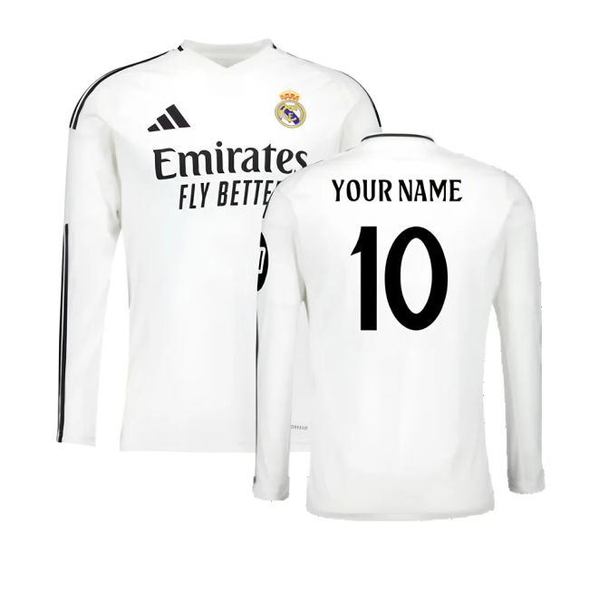 2024-2025 Real Madrid Long Sleeve Home Shirt (Your Name)