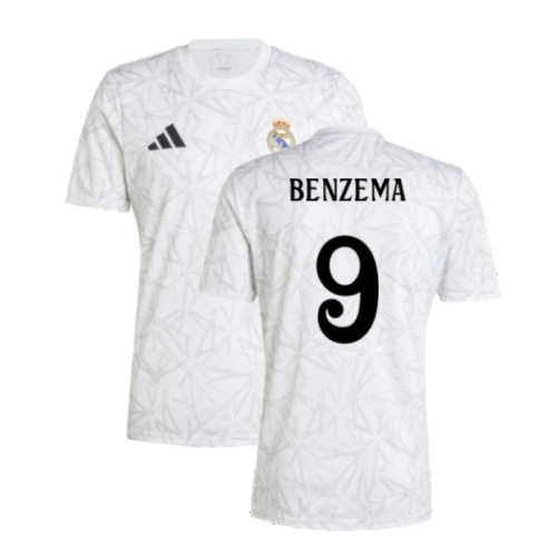 2024-2025 Real Madrid Pre-Match Shirt (White) (Benzema 9)