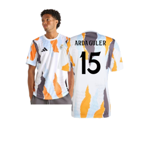 2024-2025 Real Madrid Pre-Match Shirt (White/Crew Orange) (Arda Guler 15)