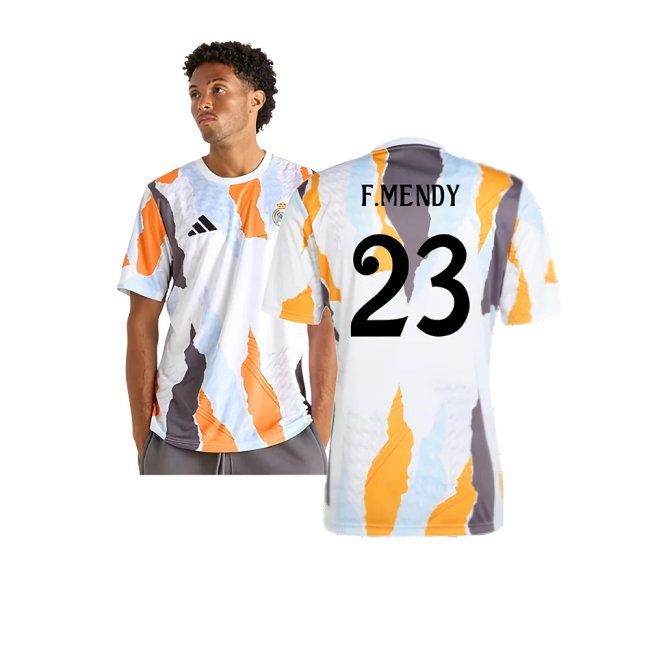 2024-2025 Real Madrid Pre-Match Shirt (White/Crew Orange) (F.Mendy 23)