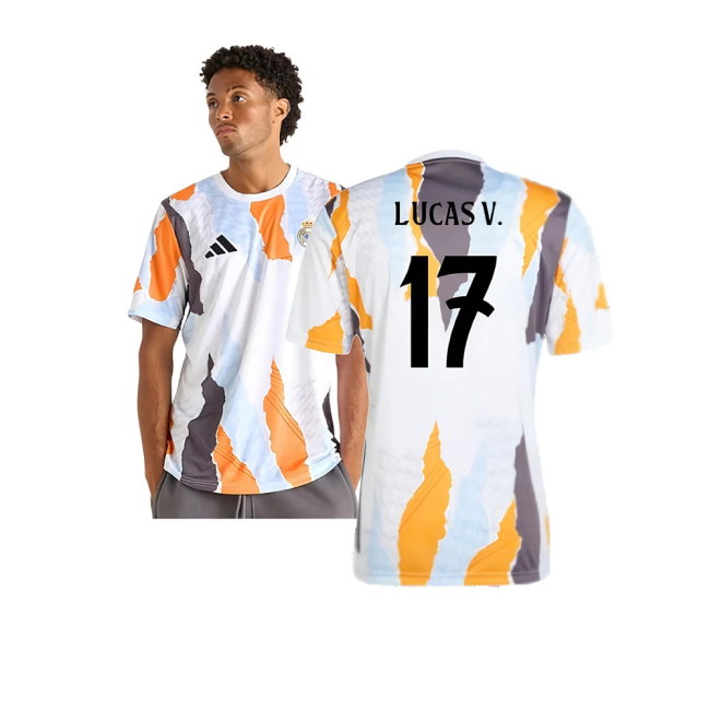 2024-2025 Real Madrid Pre-Match Shirt (White/Crew Orange) (Lucas V. 17)