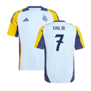 2024-2025 Real Madrid Training Shirt (Glow Blue) - Kids (Vini Jr. 7)