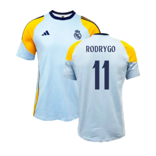 2024-2025 Real Madrid Training Tee (Glow Blue) (Rodrygo 11)