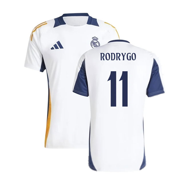 2024-2025 Real Madrid Training Tee (White) (Rodrygo 11)