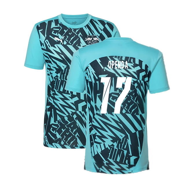 2024-2025 Red Bull Leipzig Pre-Match SS Shirt (Aqua) (Openda 17)