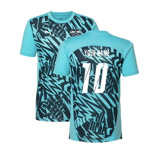 2024-2025 Red Bull Leipzig Pre-Match SS Shirt (Aqua) (Your Name)