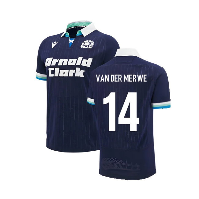 2024-2025 Scotland Rugby Home Replica Shirt (Kids) (Van Der Merwe 14)