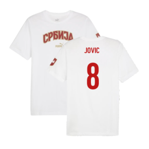 2024-2025 Serbia FtblIcons Tee (White) (Jovic 8)