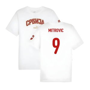 2024-2025 Serbia FtblIcons Tee (White) (Mitrovic 9)