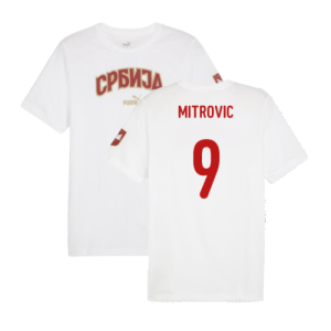 2024-2025 Serbia FtblIcons Tee (White) (Mitrovic 9)