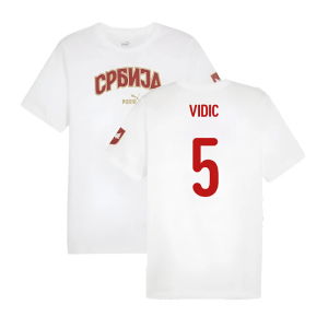 2024-2025 Serbia FtblIcons Tee (White) (Vidic 5)