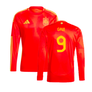 2024-2025 Spain Long Sleeve Home Shirt (Gavi 9)