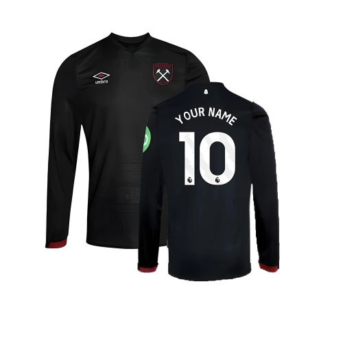 2024-2025 West Ham Long Sleeve Away Shirt (Kids) (Your Name)