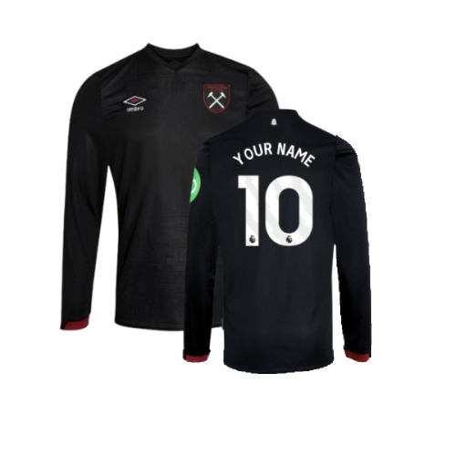 2024-2025 West Ham Long Sleeve Away Shirt (Kids) (Your Name)