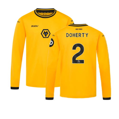 2024-2025 Wolves Long Sleeve Home Shirt (Kids) (Doherty 2) 2024-2025 Wolves Long Sleeve Home Shirt (Kids) (Doherty 2)