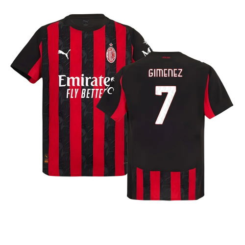 2025-2026 AC Milan Authentic Home Shirt (Gimenez 7)