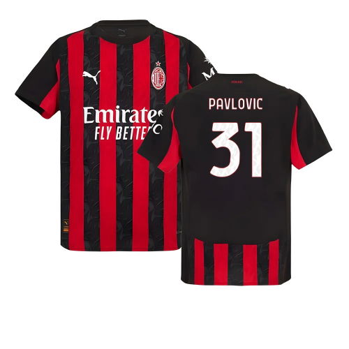 2025-2026 AC Milan Authentic Home Shirt (Pavlovic 31)
