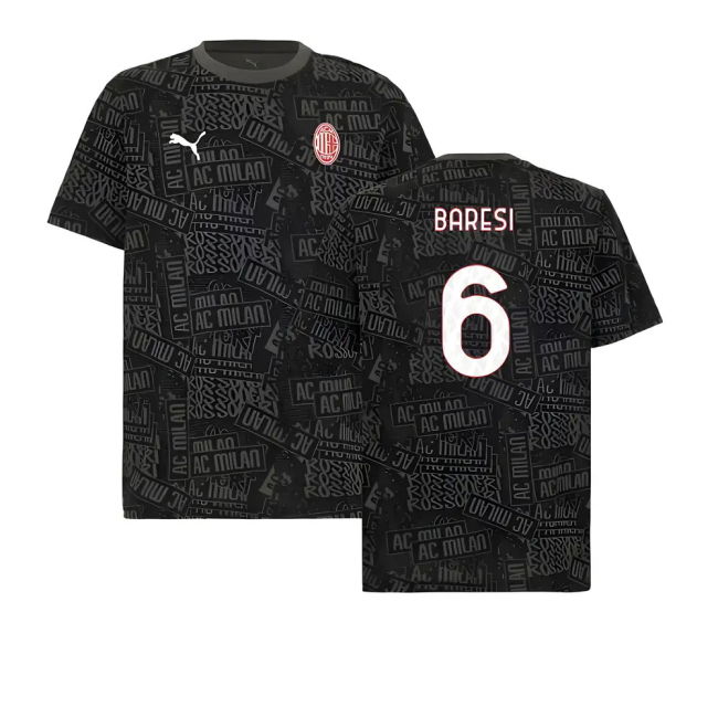 2025-2026 AC Milan ftblCulture Tee AOP (Black) (Baresi 6)