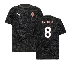 2025-2026 AC Milan ftblCulture Tee AOP (Black) (Gattuso 8)