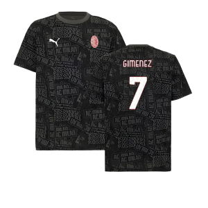 2025-2026 AC Milan ftblCulture Tee AOP (Black) (Gimenez 7)