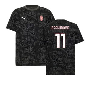 2025-2026 AC Milan ftblCulture Tee AOP (Black) (Ibrahimovic 11)