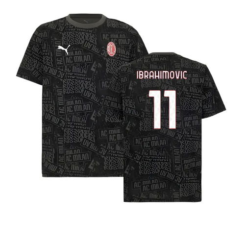 2025-2026 AC Milan ftblCulture Tee AOP (Black) (Ibrahimovic 11)