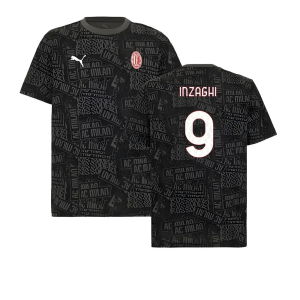 2025-2026 AC Milan ftblCulture Tee AOP (Black) (Inzaghi 9)