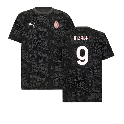 2025-2026 AC Milan ftblCulture Tee AOP (Black) (Inzaghi 9)