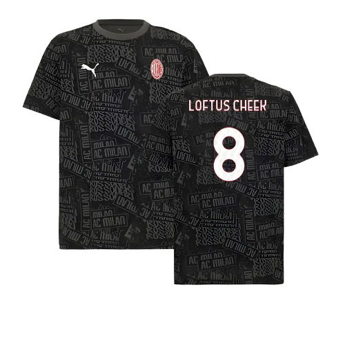 2025-2026 AC Milan ftblCulture Tee AOP (Black) (Loftus Cheek 8)