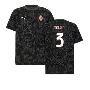 2025-2026 AC Milan ftblCulture Tee AOP (Black) (Maldini 3)