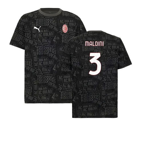 2025-2026 AC Milan ftblCulture Tee AOP (Black) (Maldini 3)