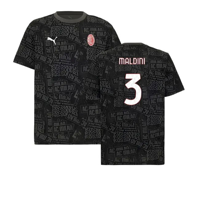 2025-2026 AC Milan ftblCulture Tee AOP (Black) (Maldini 3)