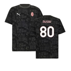 2025-2026 AC Milan ftblCulture Tee AOP (Black) (Musah 80)