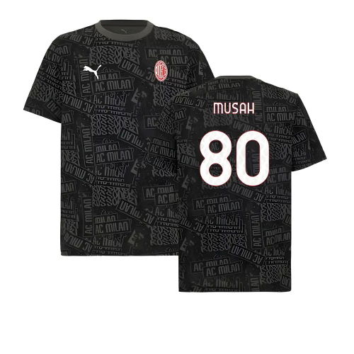 2025-2026 AC Milan ftblCulture Tee AOP (Black) (Musah 80)