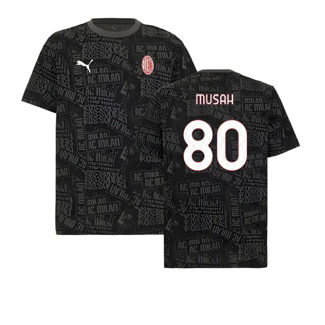 2025-2026 AC Milan ftblCulture Tee AOP (Black) (Musah 80)