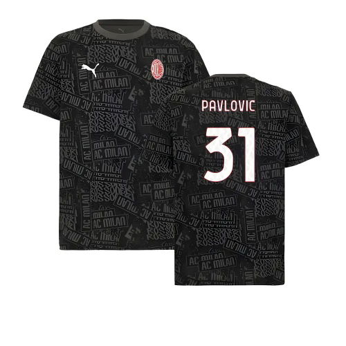 2025-2026 AC Milan ftblCulture Tee AOP (Black) (Pavlovic 31)