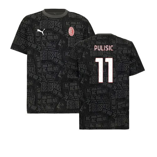 2025-2026 AC Milan ftblCulture Tee AOP (Black) (Pulisic 11)