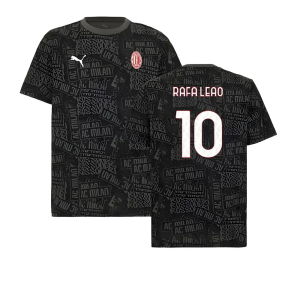 2025-2026 AC Milan ftblCulture Tee AOP (Black) (Rafa Leao 10)
