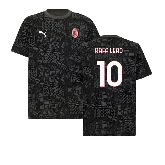2025-2026 AC Milan ftblCulture Tee AOP (Black) (Rafa Leao 10)