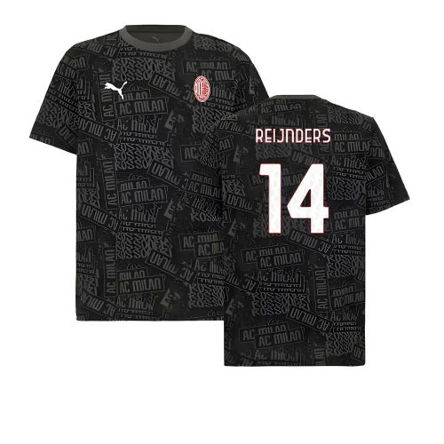2025-2026 AC Milan ftblCulture Tee AOP (Black) (Reijnders 14)