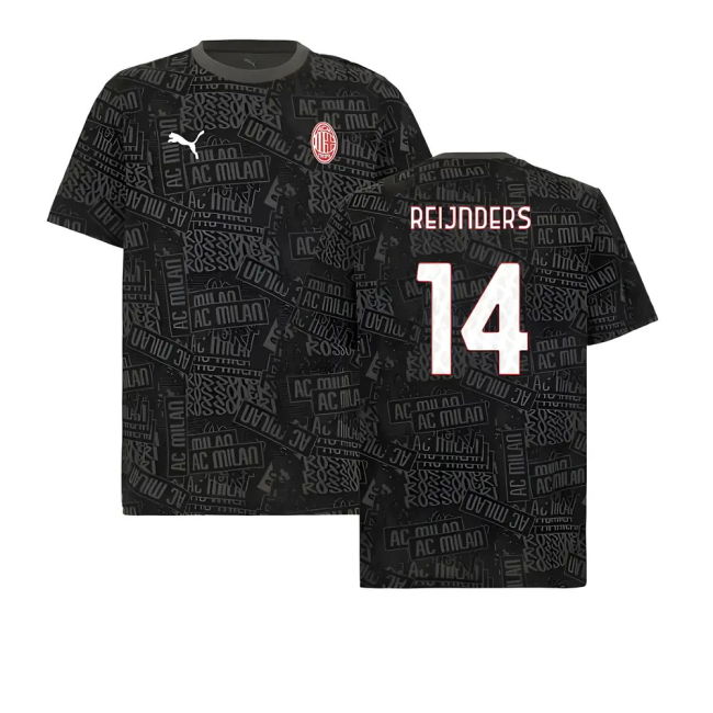 2025-2026 AC Milan ftblCulture Tee AOP (Black) (Reijnders 14)