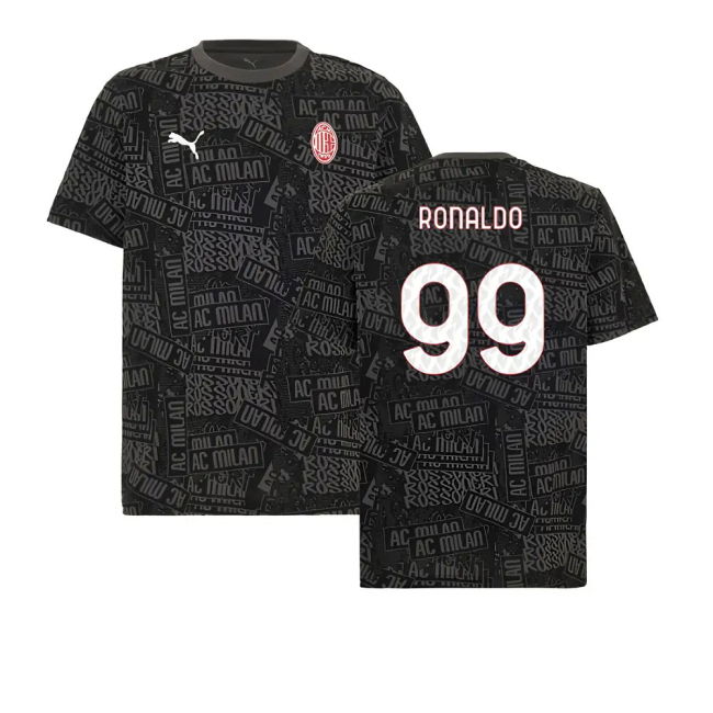 2025-2026 AC Milan ftblCulture Tee AOP (Black) (Ronaldo 99)
