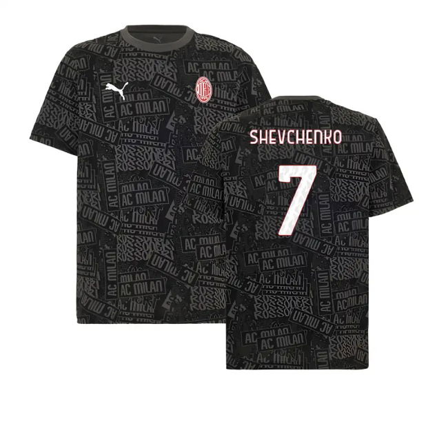 2025-2026 AC Milan ftblCulture Tee AOP (Black) (Shevchenko 7)