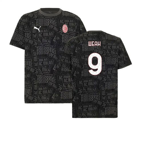 2025-2026 AC Milan ftblCulture Tee AOP (Black) (Weah 9)