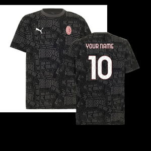2025-2026 AC Milan ftblCulture Tee AOP (Black) (Your Name)